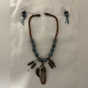 Handcrafted Art and Healing Necklace Copper Wood Agate